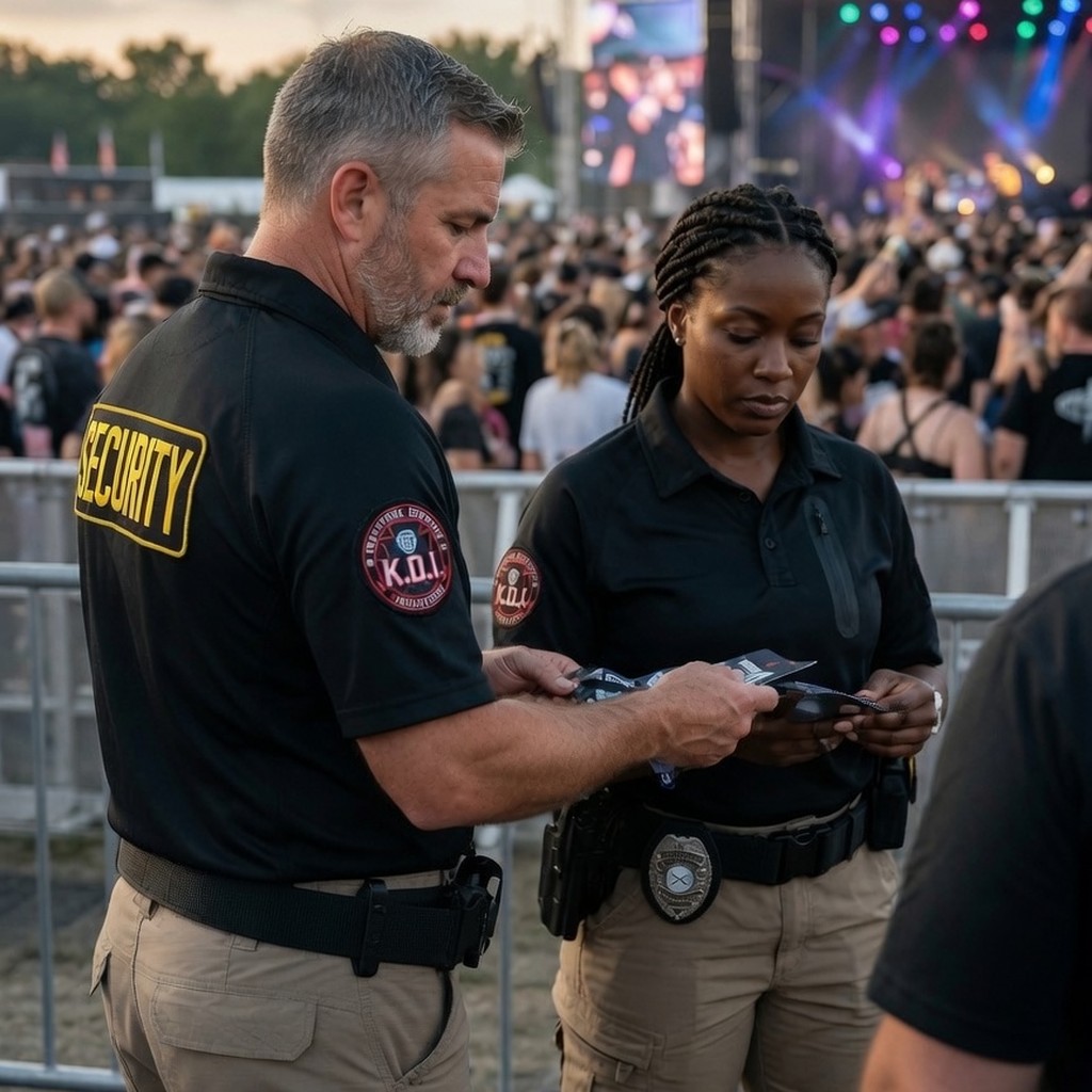 KDI security officers checking admission credentials at an event