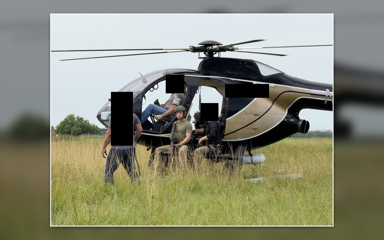Helicopter team on the ground during executive protection training